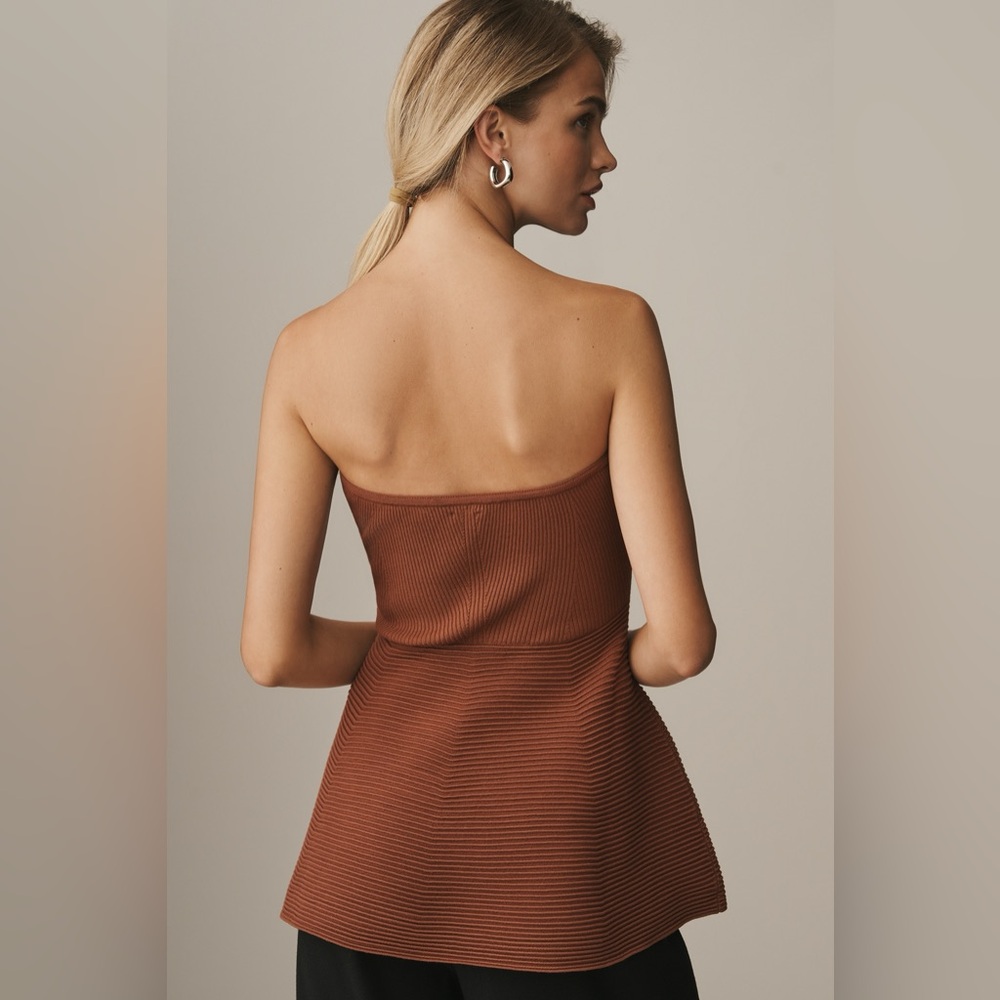 Anthropologie Maeve Strapless Peplum Knit Top NWT